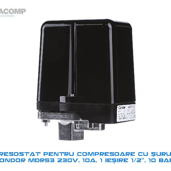 PRESOSTAT COMPRESOR CU SURUB MDR53 230V 10A 1/2 10 BARI OPC_MDR53_1_2_230V CONDOR