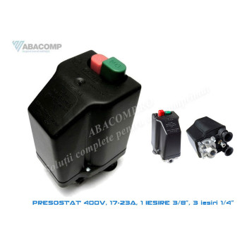 PRESOSTAT COMPRESOR TRIFAZAT 400V 17-23A,O IESIRE 3/8, TREI IESIRI 1/4, 12 BARI