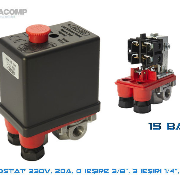 PRESOSTAT MONOFAZAT 230V 15 BARI PM4V3/8VNO20A-16B NE-MA PRESOSTAT MONOFAZAT 230V 15 BARI PM4V3/8VNO20A-16B NE-MA