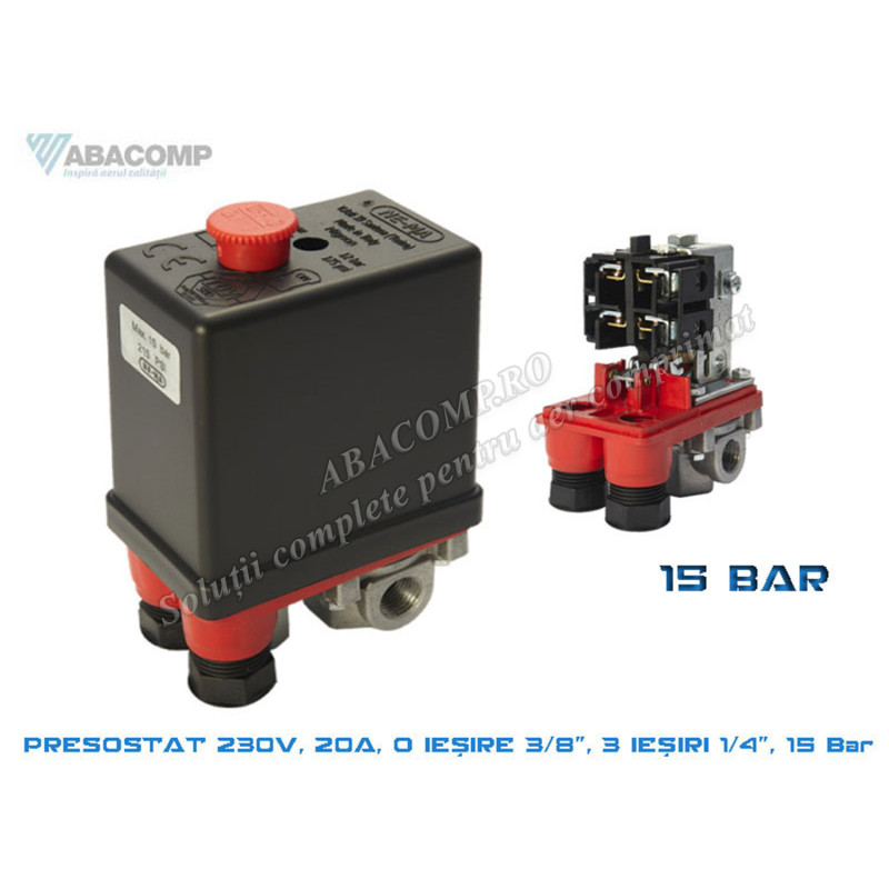 3 WAY OTPUT 230V 20A 15 BAR AIR COPRESSOR PRESSURE SWITCH PM4V3/8VNO20A-16B NE-MA