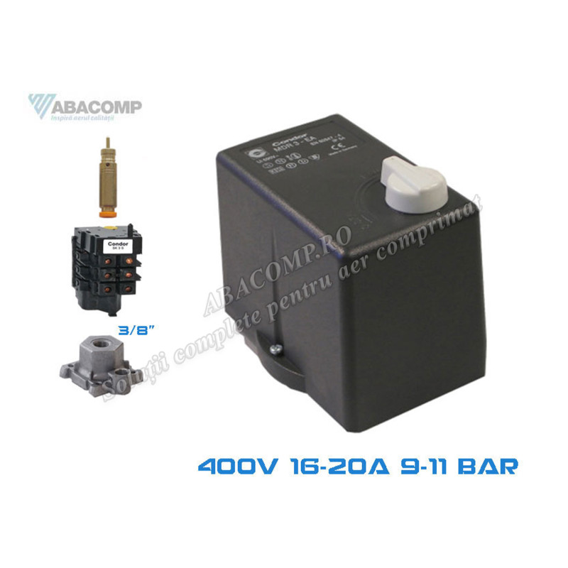 Presostat Trifazat Condor MDR3 400V 16-20A 9-11 Bar 1 Iesire