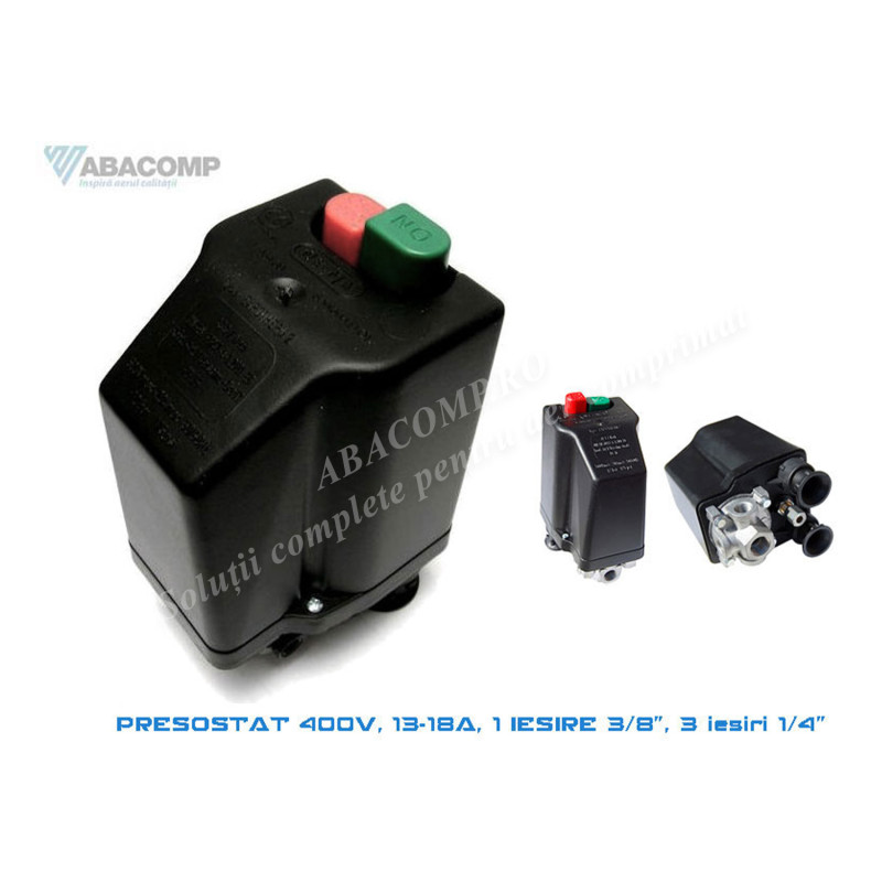 PRESOSTAT COMPRESOR TRIFAZAT 400V 13-18A,O IESIRE 3/8, TREI IESIRI 1/4, 12 BARI ET24V3/813/18 NE-MA