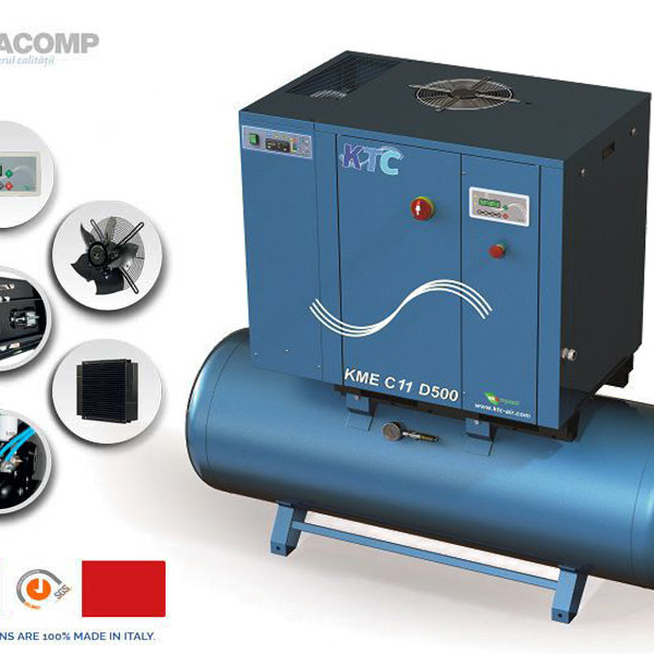 11KW SCREW AIR COMPRESSOR 500L AIR TANK KME C11 400V/3/50 10 KTC 11KW SCREW AIR COMPRESSOR 500L AIR TANK KME C11 400V/3/50 10 KTC