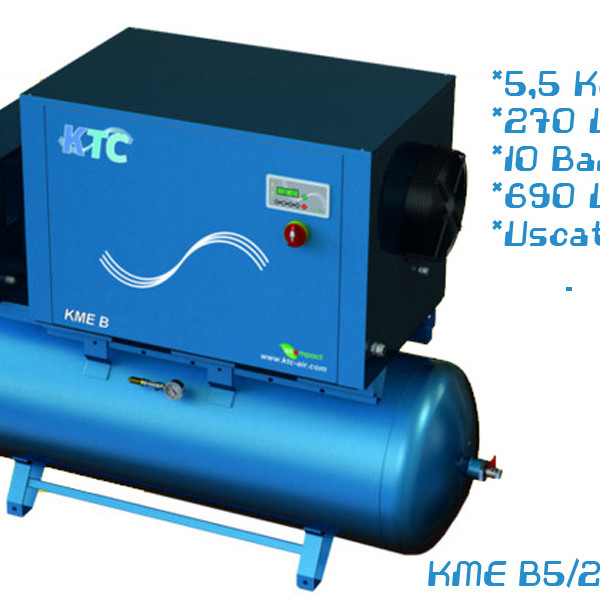 COMPRESOR CU SURUB 5,5Kw REZERVOR 270L SI USCATOR KME B5 400V/3/50 10 BAR E270 KTC