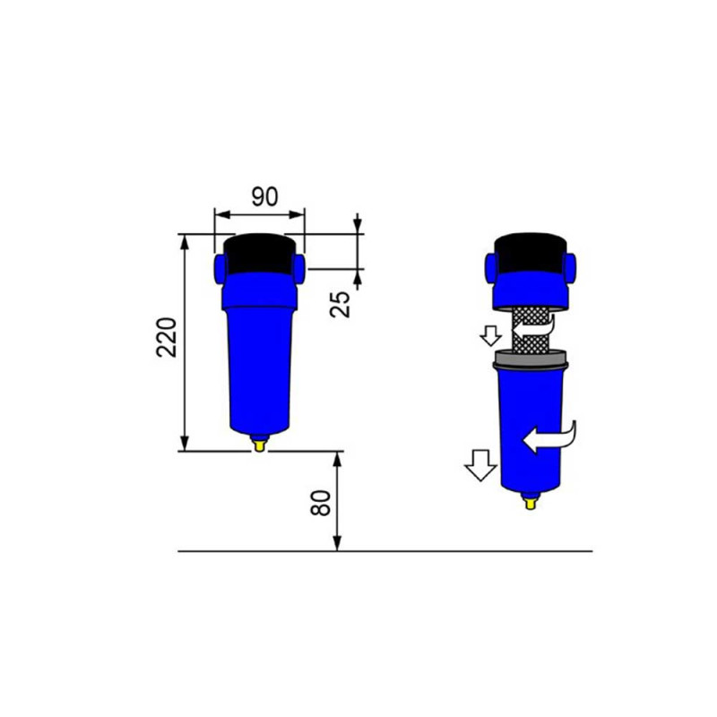 COMPRESSED AIR FILTER  0.01M HF0010 OMI